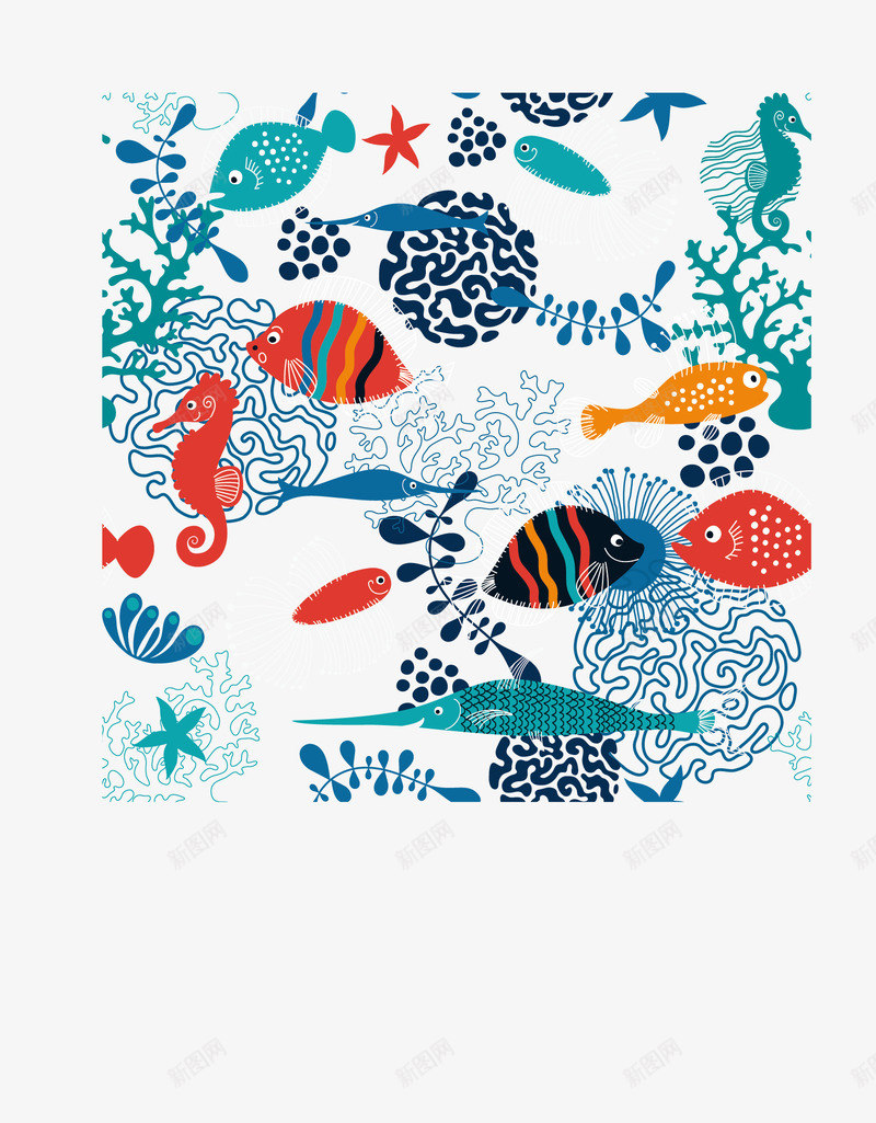 海底世界矢量图eps免抠素材_新图网 https://ixintu.com EPS免抠 大图免抠 手绘 海底世界 矢量大图 高清免抠 矢量图