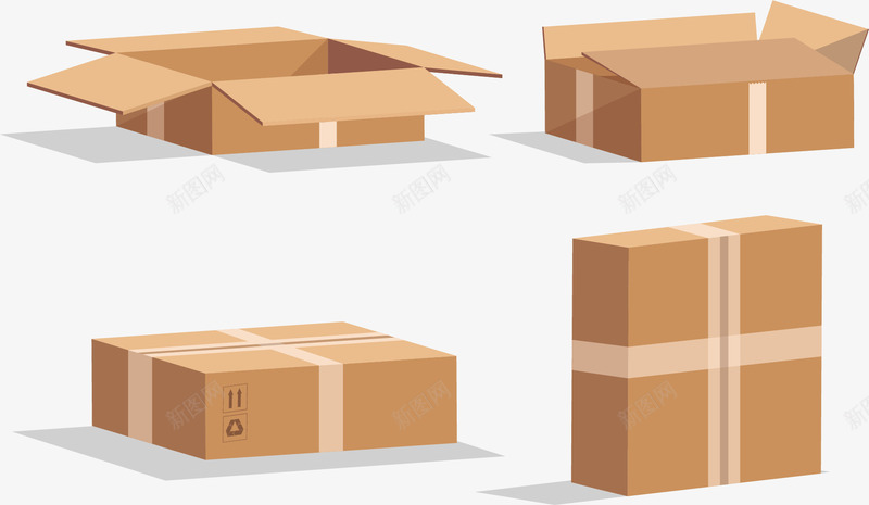 电商货物包装纸箱png免抠素材_新图网 https://ixintu.com 包装箱 包装纸箱 快递 快递箱 矢量png 纸箱