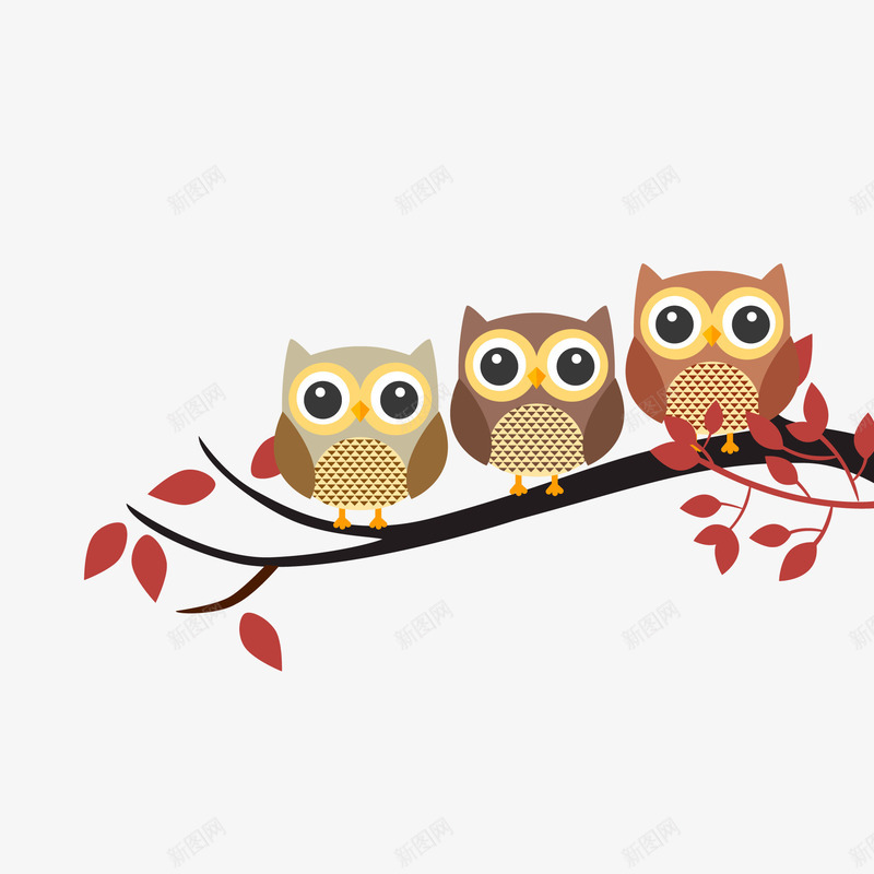 卡通站在树枝上的猫头鹰矢量图ai免抠素材_新图网 https://ixintu.com 动物设计 卡通 树枝上 猫头鹰 鸟类动物 矢量图