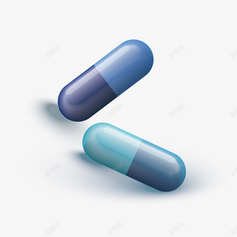 胶囊png免抠素材_新图网 https://ixintu.com 3D PNG免抠图下载 治疗 药丸 药剂 蓝色 西药
