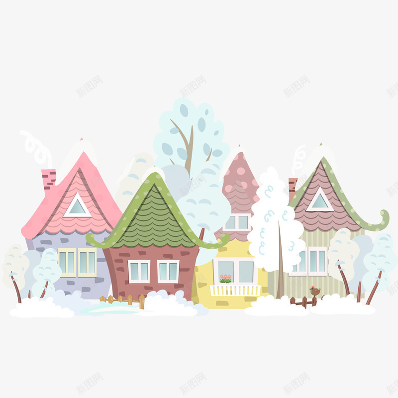 卡通彩色的小镇风景矢量图ai免抠素材_新图网 https://ixintu.com 卡通 小镇 彩色 房屋 美景 风景 矢量图