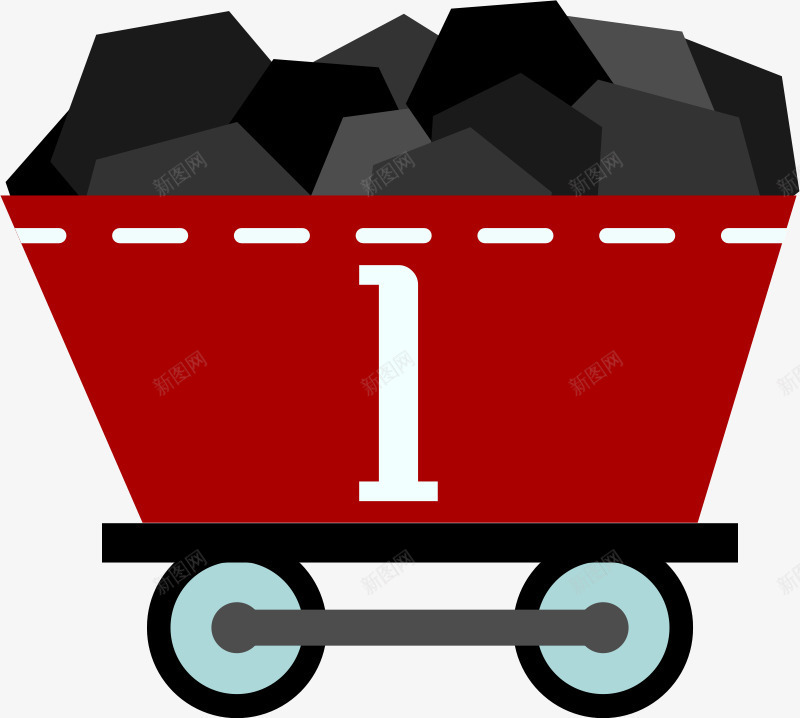 拉煤块的红色卡通车png免抠素材_新图网 https://ixintu.com 卡通车 煤块 红色 车