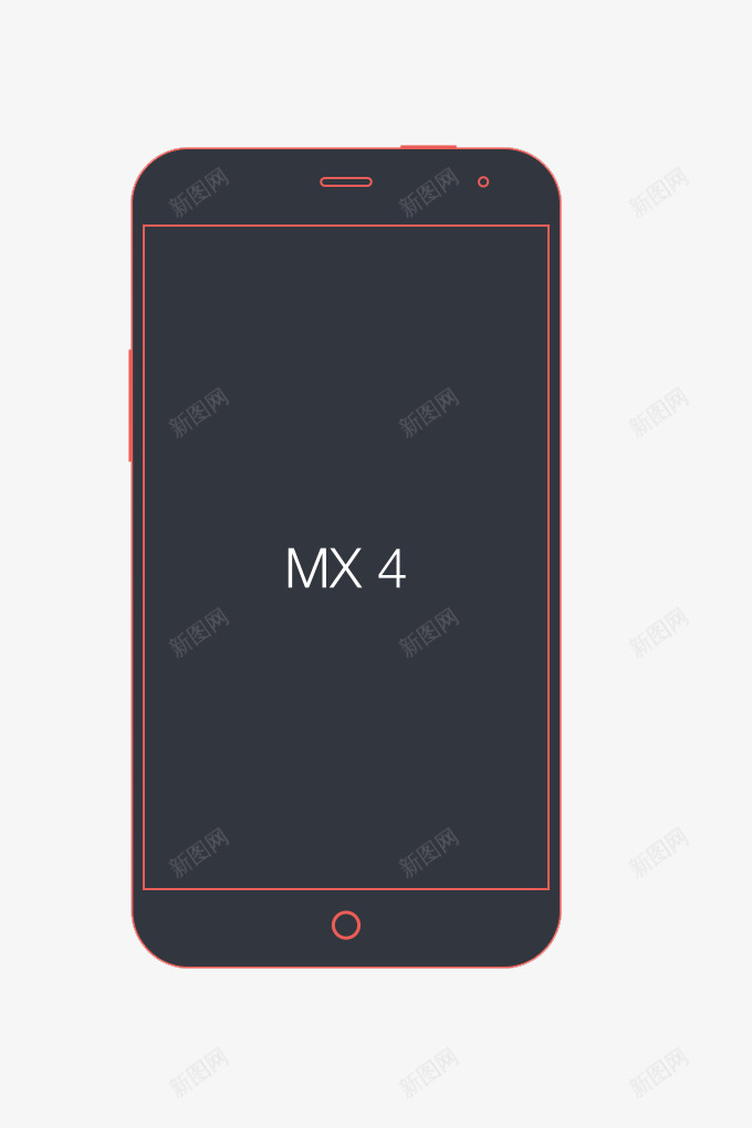 MX4手机线框效果png免抠素材_新图网 https://ixintu.com 型号 外观 手机线框 效果图 红线