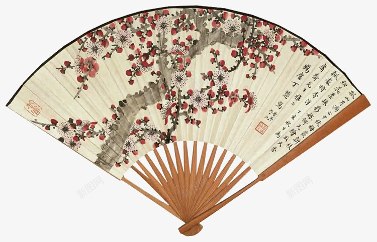 古风折扇png免抠素材_新图网 https://ixintu.com 中国风 古扇子 工笔画 折扇 水墨画