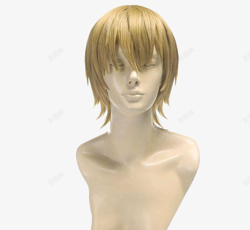 金黄色假发png免抠素材_新图网 https://ixintu.com cosplay 中长发型 发型设计 头套 男假发 装饰 角色扮演