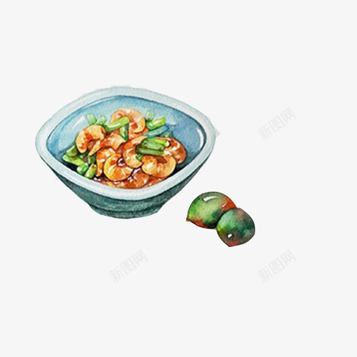 辣椒炒河虾手绘画片psd免抠素材_新图网 https://ixintu.com 手绘美食 河虾 炒菜 皮蛋 虾子 辣椒炒虾子