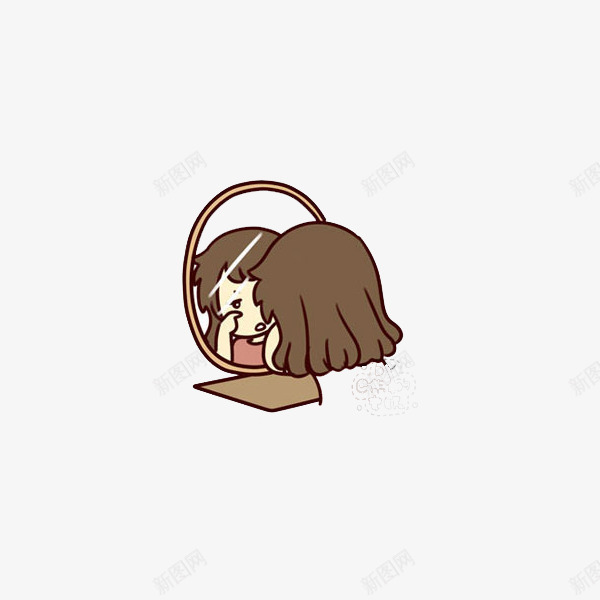 照镜子烦恼的女孩png免抠素材_新图网 https://ixintu.com 卡通 手绘 生气 痛苦 苦恼 苦恼卡通人物 镜子 难受 难过