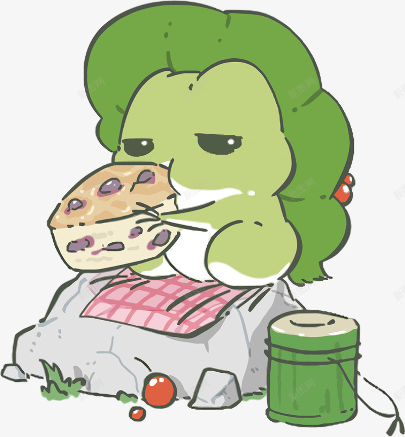卡通青蛙插画装饰图案png免抠素材_新图网 https://ixintu.com 卡通 可爱小青蛙 小车 旅行 行李 青蛙 青蛙插画