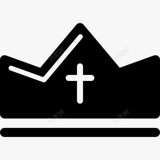 宗教冠剪影与十字标志图标png_新图网 https://ixintu.com 冠 冠冠的阴影轮廓 十字标志 横