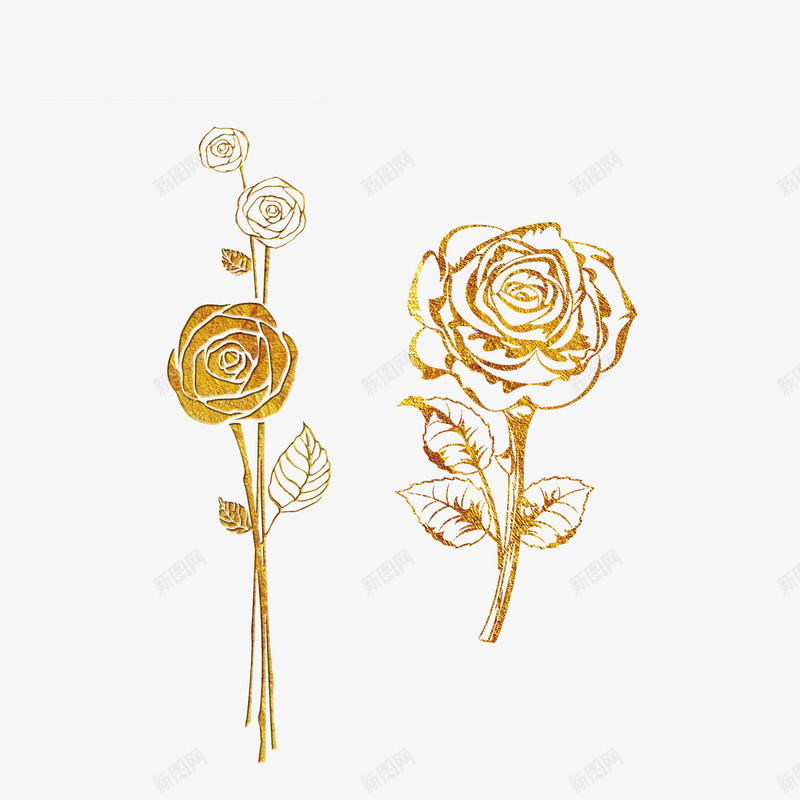 烫金玫瑰花造型png免抠素材_新图网 https://ixintu.com 喜帖 婚庆 时尚 烫金 玫瑰 电子喜帖 花