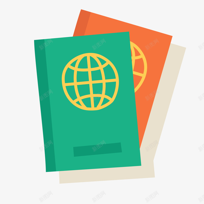 卡通护照矢量图ai免抠素材_新图网 https://ixintu.com 出游 国庆出游季 护照 游玩 登机 矢量图