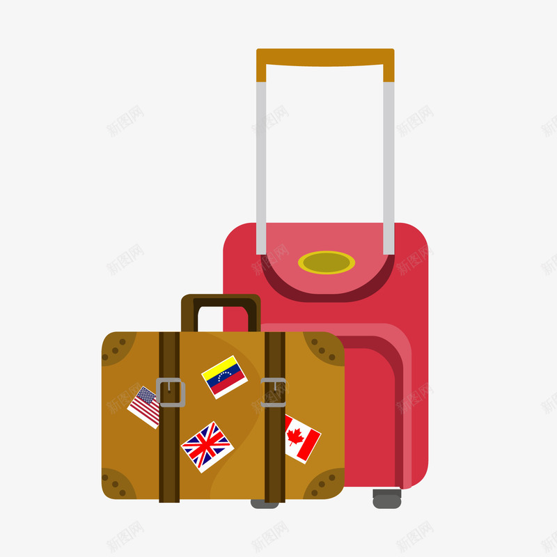 外出旅游箱包png免抠素材_新图网 https://ixintu.com 卡通箱包 外出旅游装饰 密码箱 旅行箱 红色箱包 背景装饰