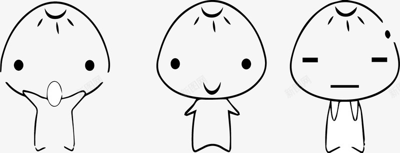 三只包子矢量图eps免抠素材_新图网 https://ixintu.com 可爱无敌 好吃 小包子 想咬一口 拍照 狗不理包子 皮薄肉厚 矢量图 萌萌哒
