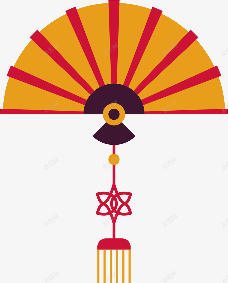 红色扇子挂坠矢量图ai免抠素材_新图网 https://ixintu.com 卡通扇子 卡通樱花红色扇子 扇子 矢量图 红色 装饰 装饰物 黄色