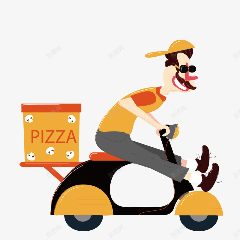 外卖送餐人员矢量图ai免抠素材_新图网 https://ixintu.com PNG免抠图 PNG免抠图下载 pizza 外卖 电瓶车 车辆 速递 矢量图