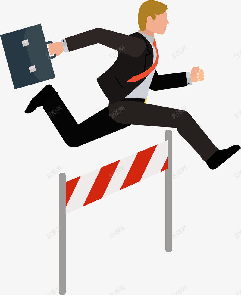 商务跨栏小人png免抠素材_新图网 https://ixintu.com 年终报告 扁平化 汇报演讲 渡过难关 矢量素材 跨栏
