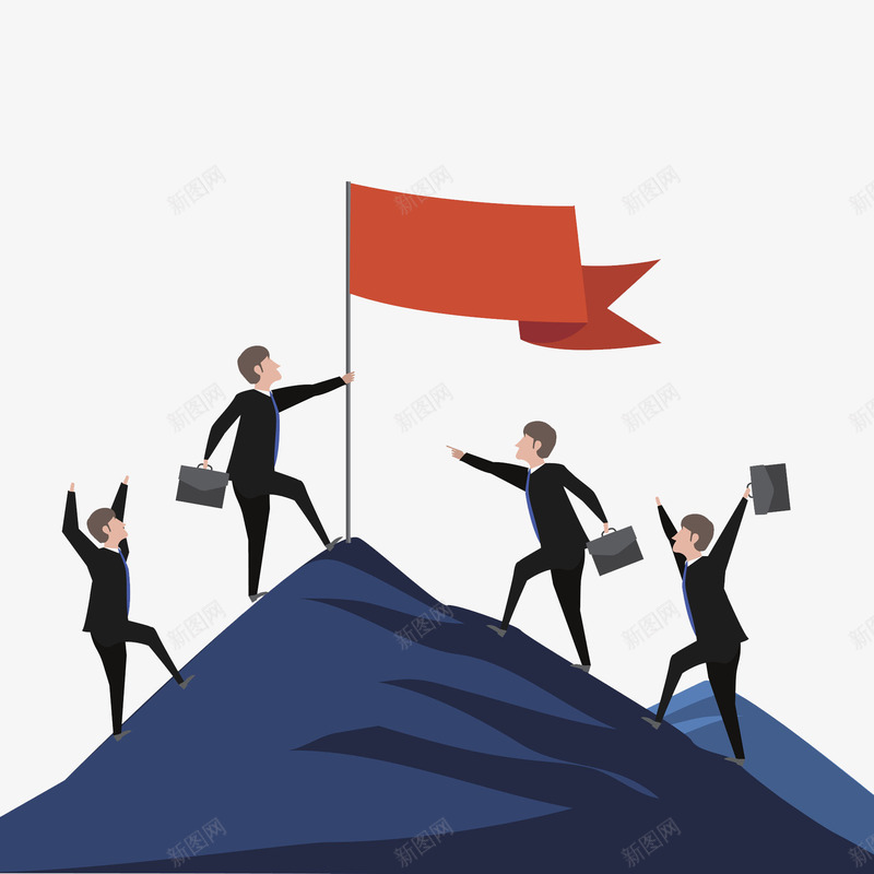 卡通善舞夺旗男人图png免抠素材_新图网 https://ixintu.com 努力 卡通 商务 大山 奋斗 男人 红旗 高兴地