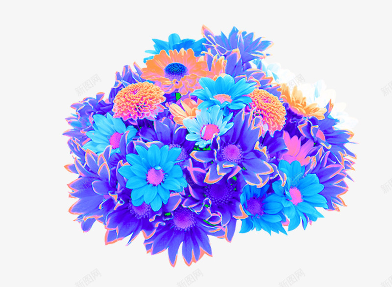 一束花png免抠素材_新图网 https://ixintu.com 绚丽 花 蓝色