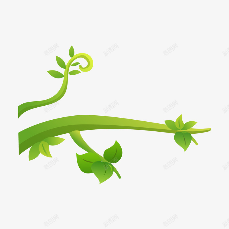卡通清新藤蔓树叶png免抠素材_新图网 https://ixintu.com 卡通 卡通豆茎 枝条 树叶 清新 藤蔓