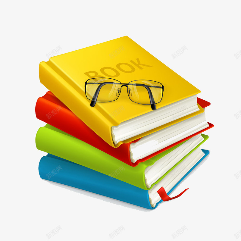 四本书本png免抠素材_新图网 https://ixintu.com 产品实物 办公 学习 文具