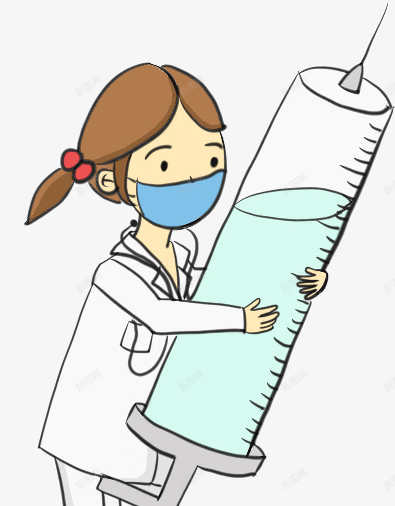 手绘医生打针疫苗插画png免抠素材_新图网 https://ixintu.com 健康 手绘 手绘疫苗打针插画 打针 护士 插画 疫苗 疫苗打针 针管
