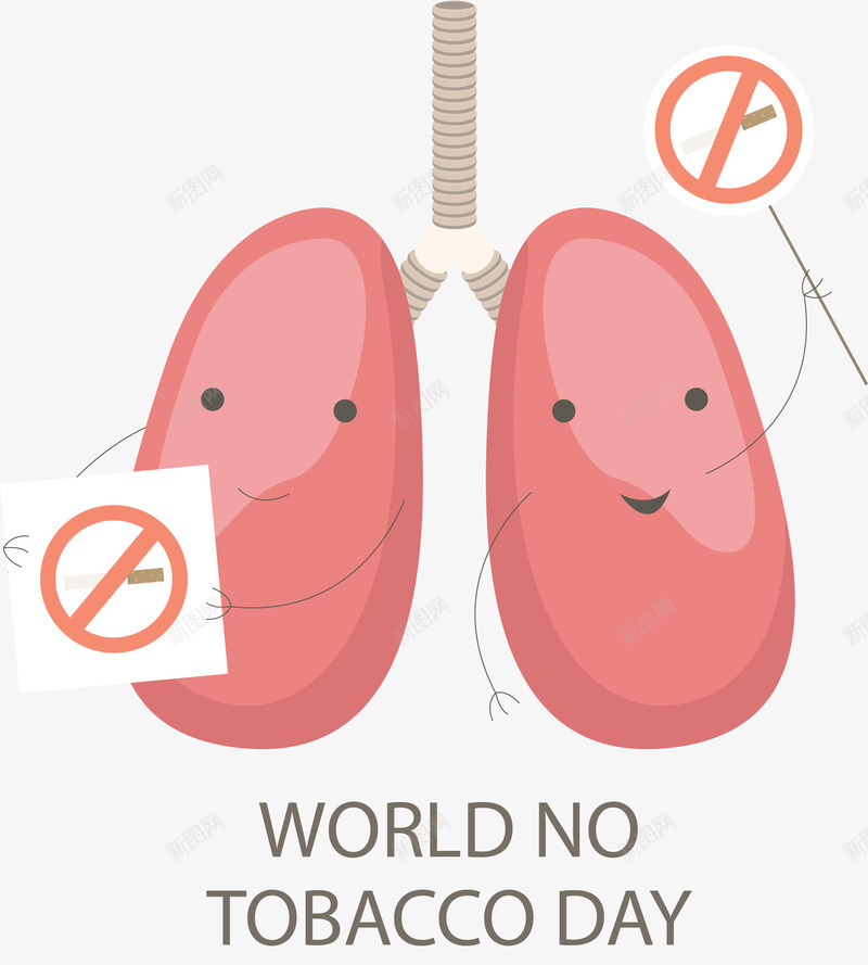com 世界无烟日 健康 创意设计 卡通 插画 矢量图 禁止吸烟 肺