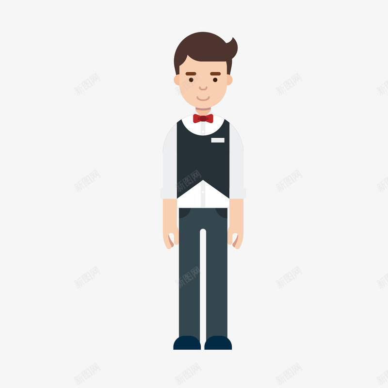 男孩工装服务生png免抠素材_新图网 https://ixintu.com 服务生 男孩 站立 西服