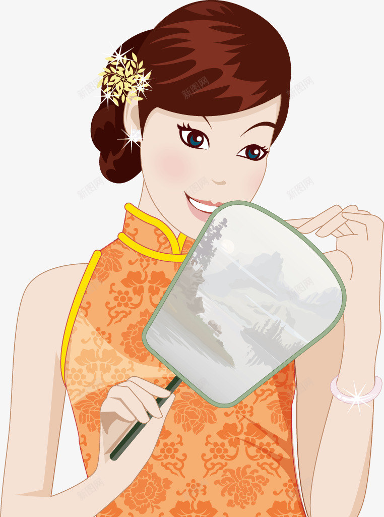 旗袍美女png免抠素材_新图网 https://ixintu.com 古典 复古 扇子 手绘旗袍女图片 旗袍女 旗袍模特 旗袍美女 旗袍设计 服装旗袍女图片 穿旗袍女人拿着扇子 穿旗袍女模特 美女