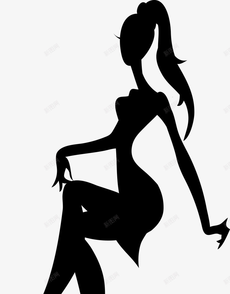 漂亮可爱优雅的女模特矢量图图标ai_新图网 https://ixintu.com 填色练习 女人 女工人 女性人物 手绘 时尚 模特 模特儿 模特剪影 矢量图 黑白美女模特剪影