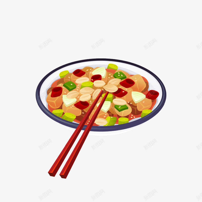 卡通麻婆豆腐图png免抠素材_新图网 https://ixintu.com 中华美食 卡通 插图 盘子 筷子 美食 豆制品卡通 酿豆腐 食物 麻婆豆腐