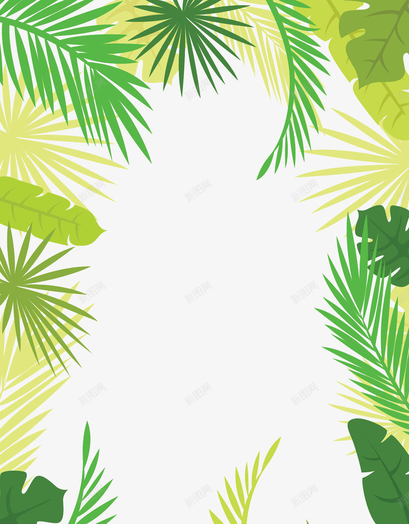 雨林植物边框png免抠素材_新图网 https://ixintu.com 大叶植物 热带雨林 绿植 边框 雨林