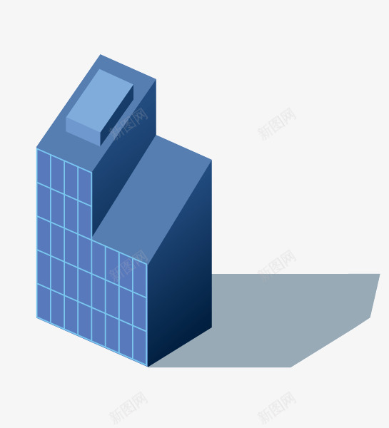 小楼房png免抠素材_新图网 https://ixintu.com 住房 平楼 房子 蓝色