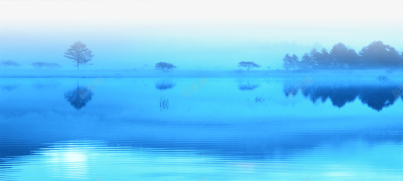 蓝色湖面树林中秋海报背景png设计背景_新图网 https://ixintu.com 中秋 树林 海报 湖面 背景 蓝色