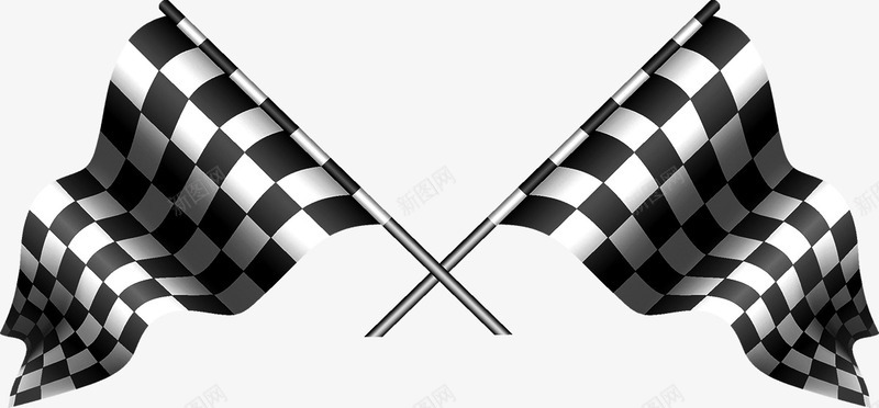 赛车旗帜png免抠素材_新图网 https://ixintu.com 旗帜 黑白方块旗 赛车 比赛