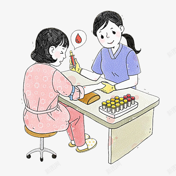 抽血检验png免抠素材_新图网 https://ixintu.com 健康 医生 卡通手绘 教育 病号服 病床 装饰 试管