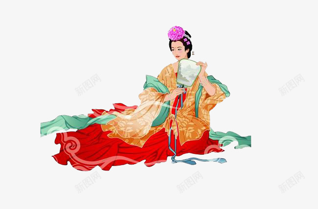 贵妃美人png免抠素材_新图网 https://ixintu.com 古装 国画贵妃 坐下 红色 贵妃美人素材