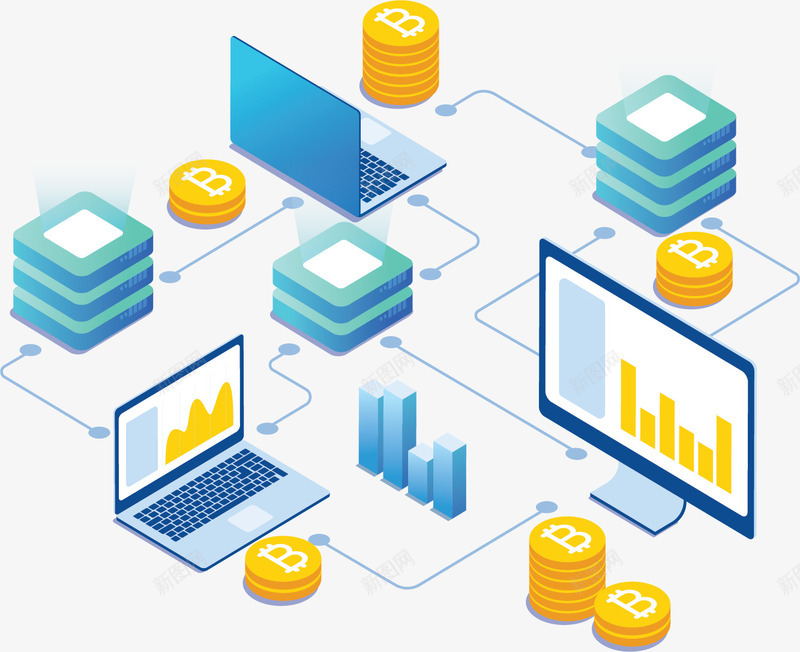 立体电脑的比特币矢量图ai免抠素材_新图网 https://ixintu.com 互联网 区块链 区块链模型 比特币 矢量png 金色比特币 矢量图