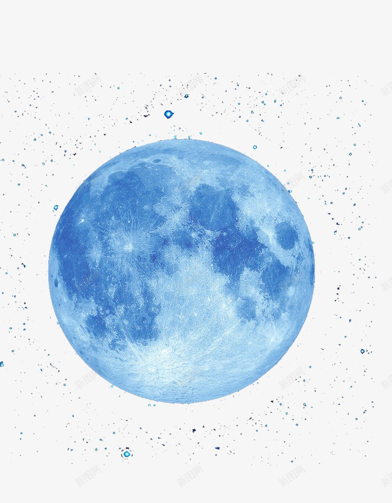 手绘蓝色月亮图png免抠素材_新图网 https://ixintu.com 卡通手绘 星球 星空 月球 水彩 漂浮 漫画 蓝色