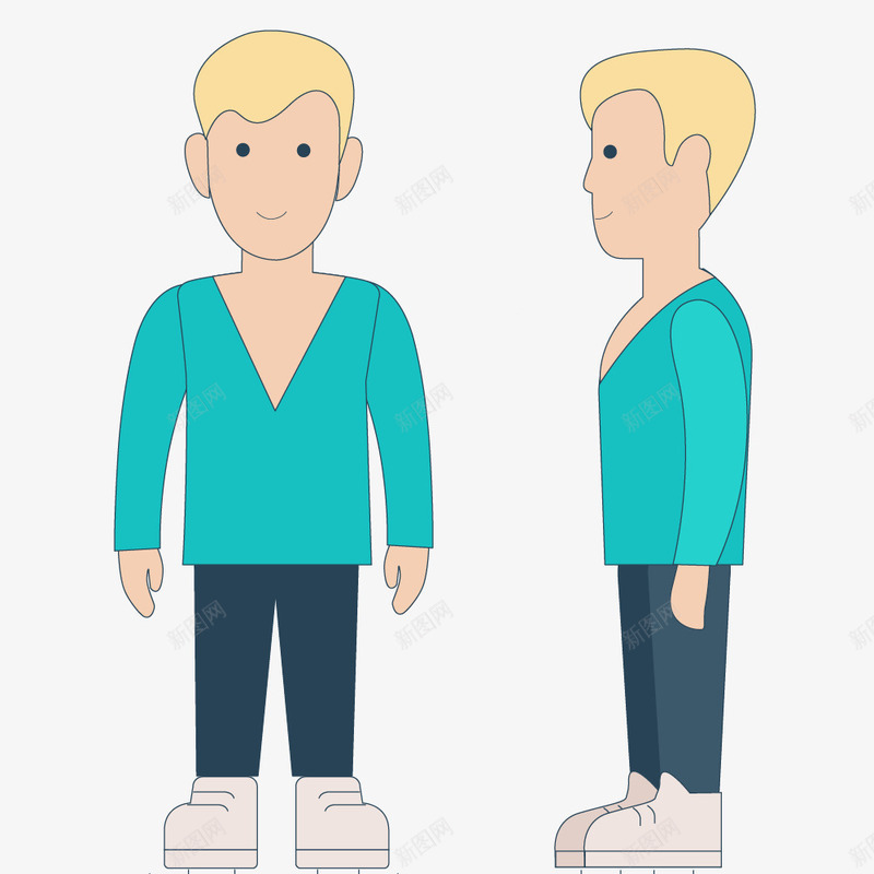卡通装饰人物介绍海报男士png免抠素材_新图网 https://ixintu.com PPT制作 PPT制作设计 人物 人物介绍 人物头像 动漫人物 卡通人物 正侧面对比照 海报设计 装饰设计