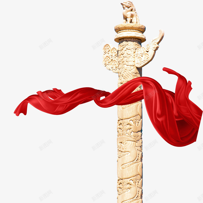 两会国庆节建党节华表psd免抠素材_新图网 https://ixintu.com 两会 中华柱 中国风素材 华表 华表素材下载 国庆 建党节 红色丝带飘带