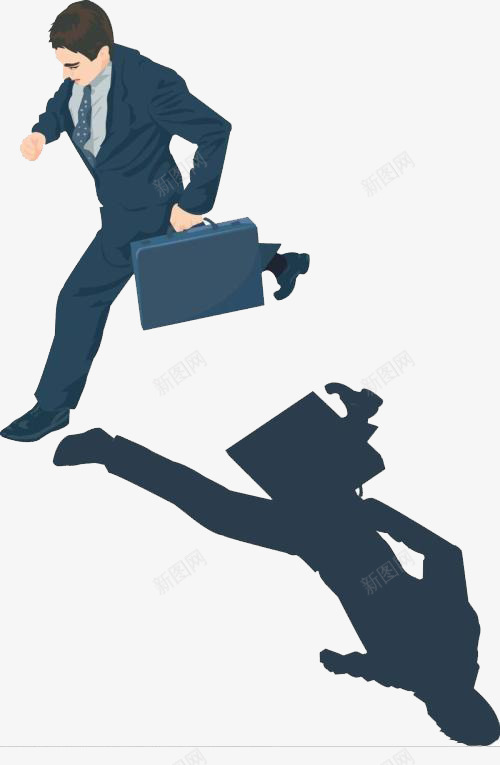 奔跑的上班族png免抠素材_新图网 https://ixintu.com 上班族 卡通人物 奔跑 奔跑的卡通人 手绘卡通 蓝色公务包