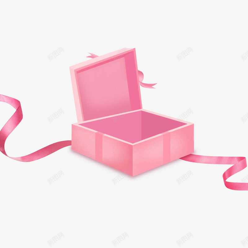 粉红色盒子png免抠素材_新图网 https://ixintu.com 25D盲盒 丝带 手绘 礼盒 粉红色 纸盒