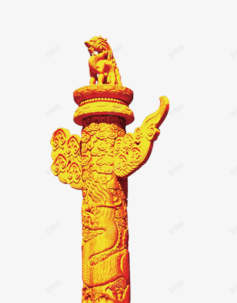 华表png免抠素材_新图网 https://ixintu.com 党庆 党建素材 天安门 石柱 神殿柱子 金色华表