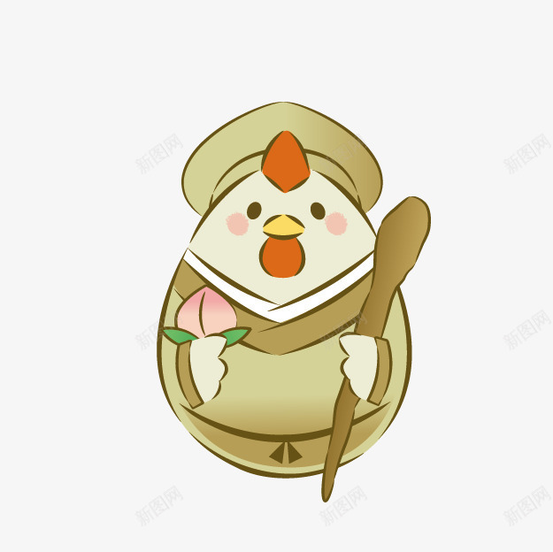 卡通蟠桃小鸡png免抠素材_新图网 https://ixintu.com 卡通小鸡 手绘童话 新年图案 福神 蟠桃小鸡