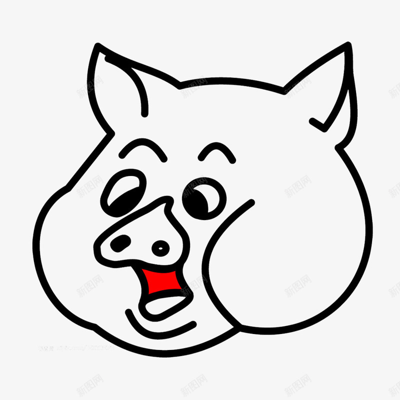 红色舌头猪头猪简笔画图标png_新图网 https://ixintu.com 动物剪影 动物简笔画 手绘动物 猪剪影 猪简笔画 简洁 红色舌头猪简笔画