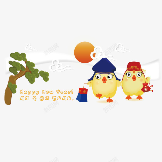 金鸡报晓png免抠素材_新图网 https://ixintu.com 小鸡 灯笼 鸡年