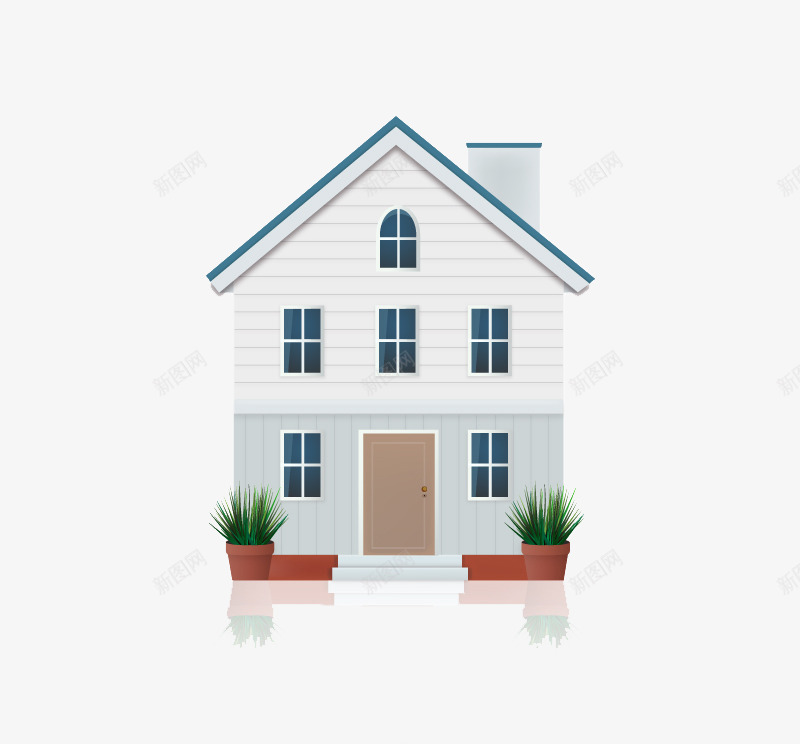精美白色三层房屋png免抠素材_新图网 https://ixintu.com 住宅 房屋 洋房 白色 精美