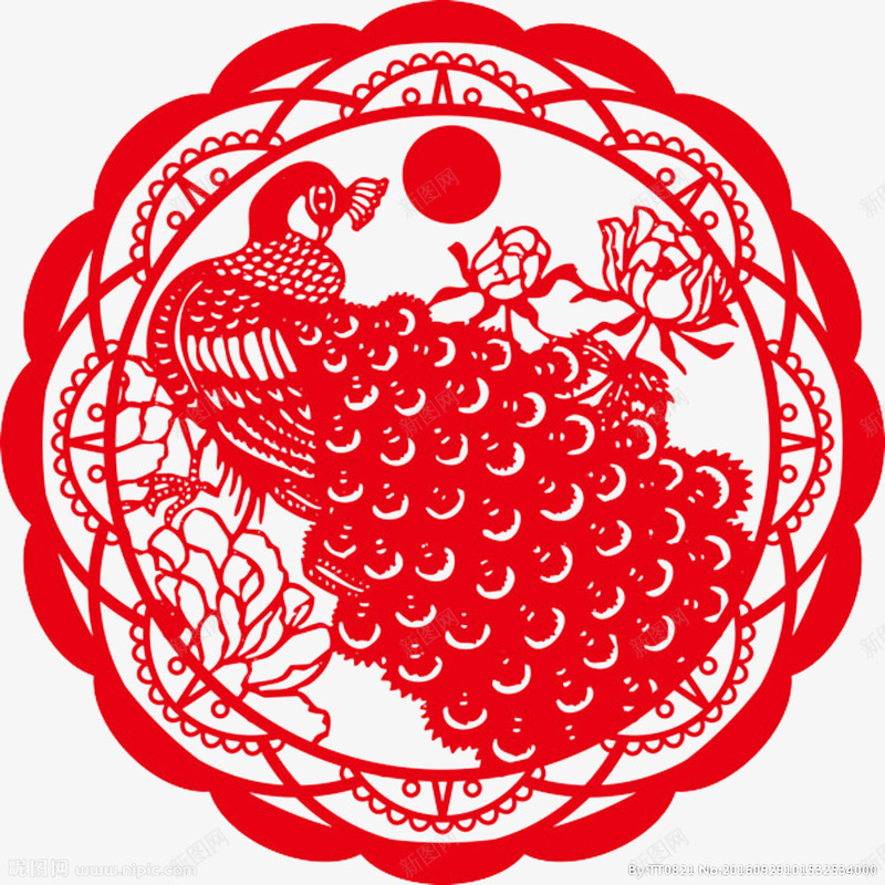 鸡年窗花红色剪纸图psd免抠素材_新图网 https://ixintu.com 剪纸图 窗花 红色 鸡年