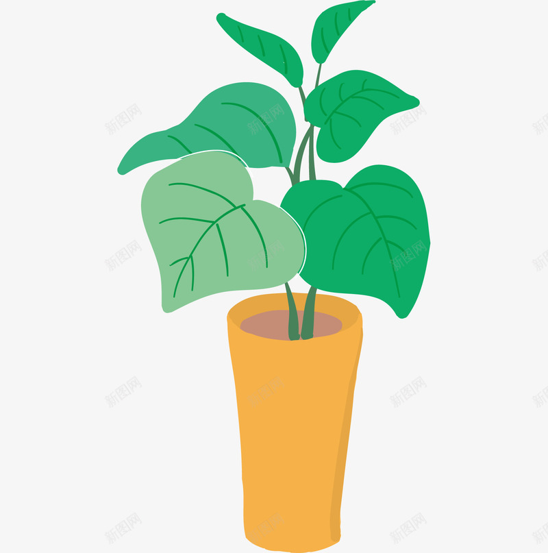植物盆栽png免抠素材_新图网 https://ixintu.com 卡通 叶子 手绘 桔梗 植物 盆栽 绿植 花盆