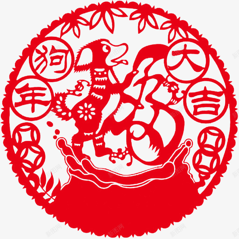 狗年大吉红福字png免抠素材_新图网 https://ixintu.com 新年 狗年大吉 福字 过年